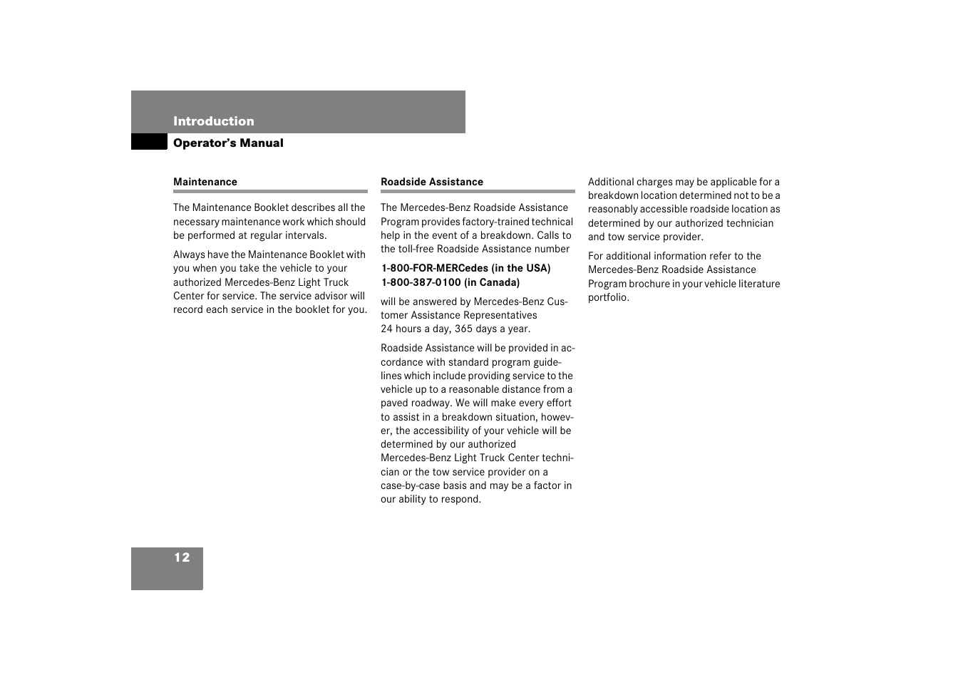 Maintenance, Roadside assistance, Maintenance roadside assistance | Mercedes-Benz M-Class 2007 Owners Manual User Manual | Page 13 / 585