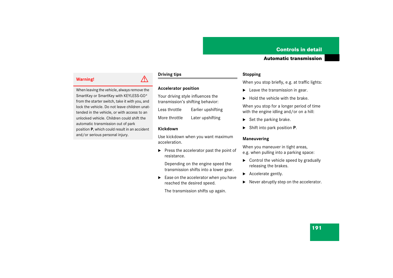 Driving tips | Mercedes-Benz M-Class 2007 Owners Manual User Manual | Page 192 / 585