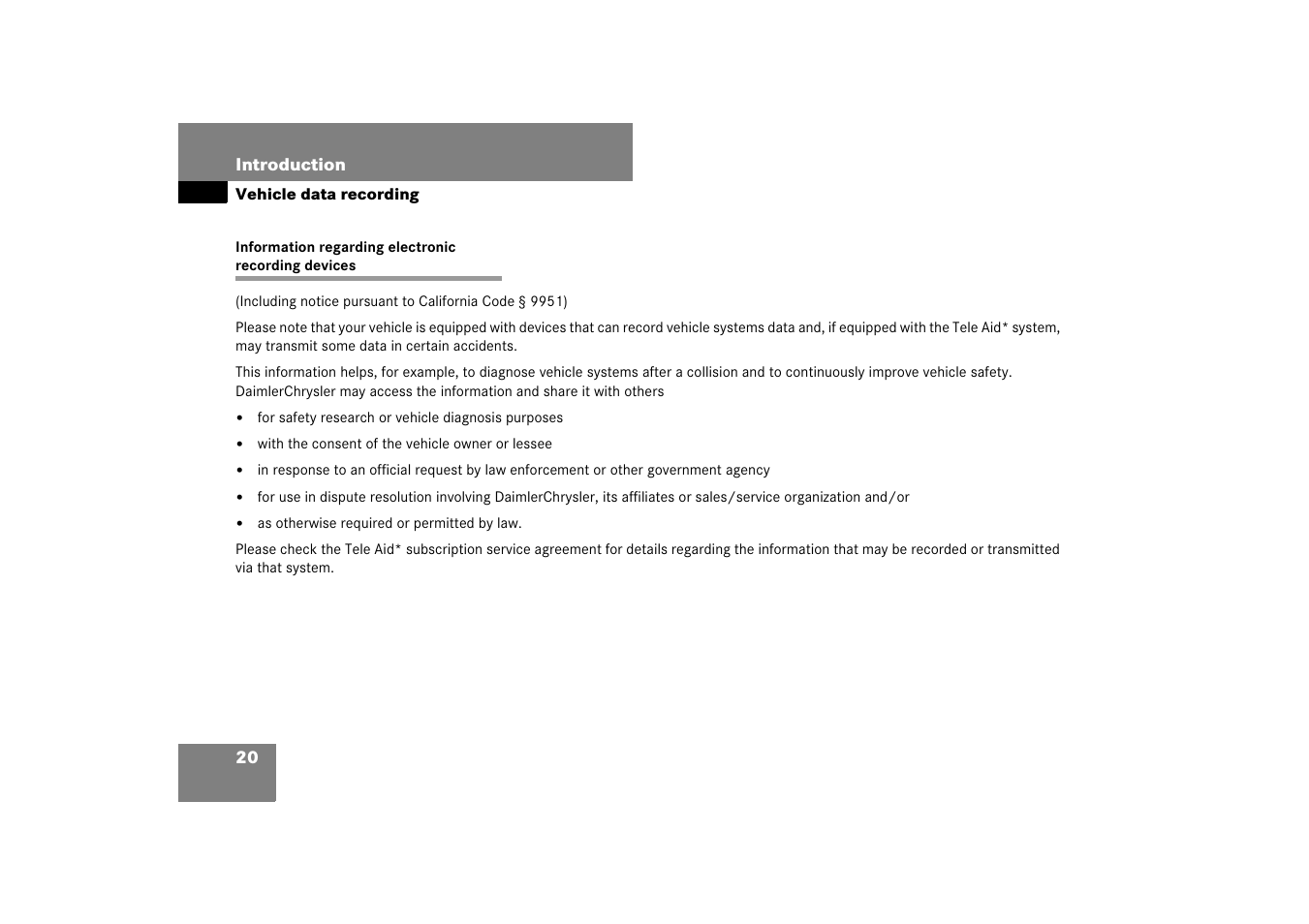 Vehicle data recording, Information regarding electronic recording devices | Mercedes-Benz M-Class 2007 Owners Manual User Manual | Page 21 / 585
