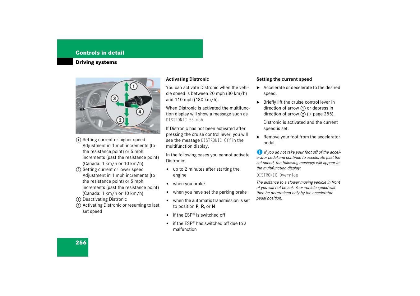 See “activating distronic | Mercedes-Benz M-Class 2007 Owners Manual User Manual | Page 257 / 585