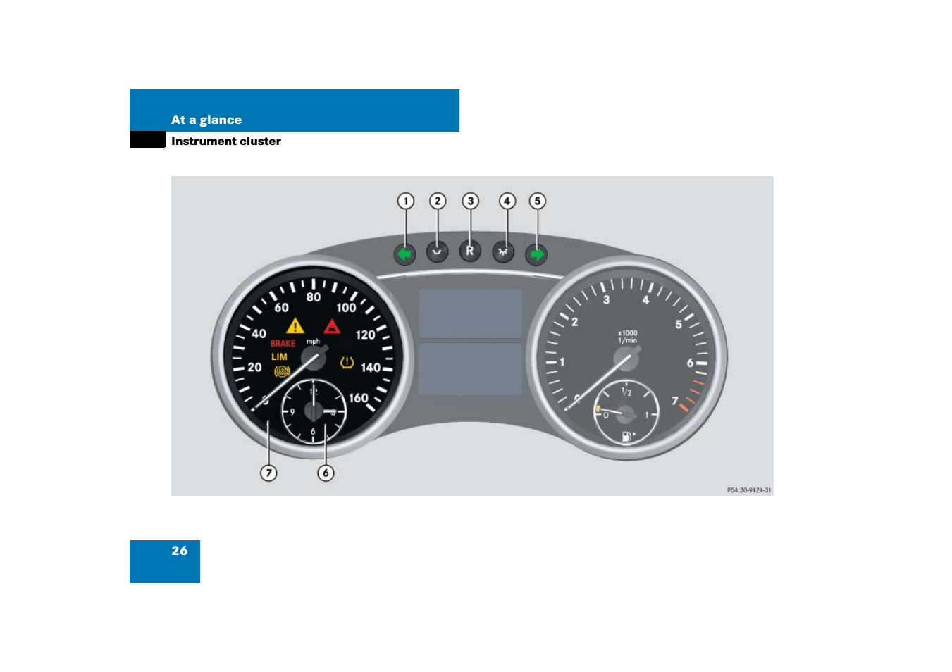 Instrument cluster | Mercedes-Benz M-Class 2007 Owners Manual User Manual | Page 27 / 585