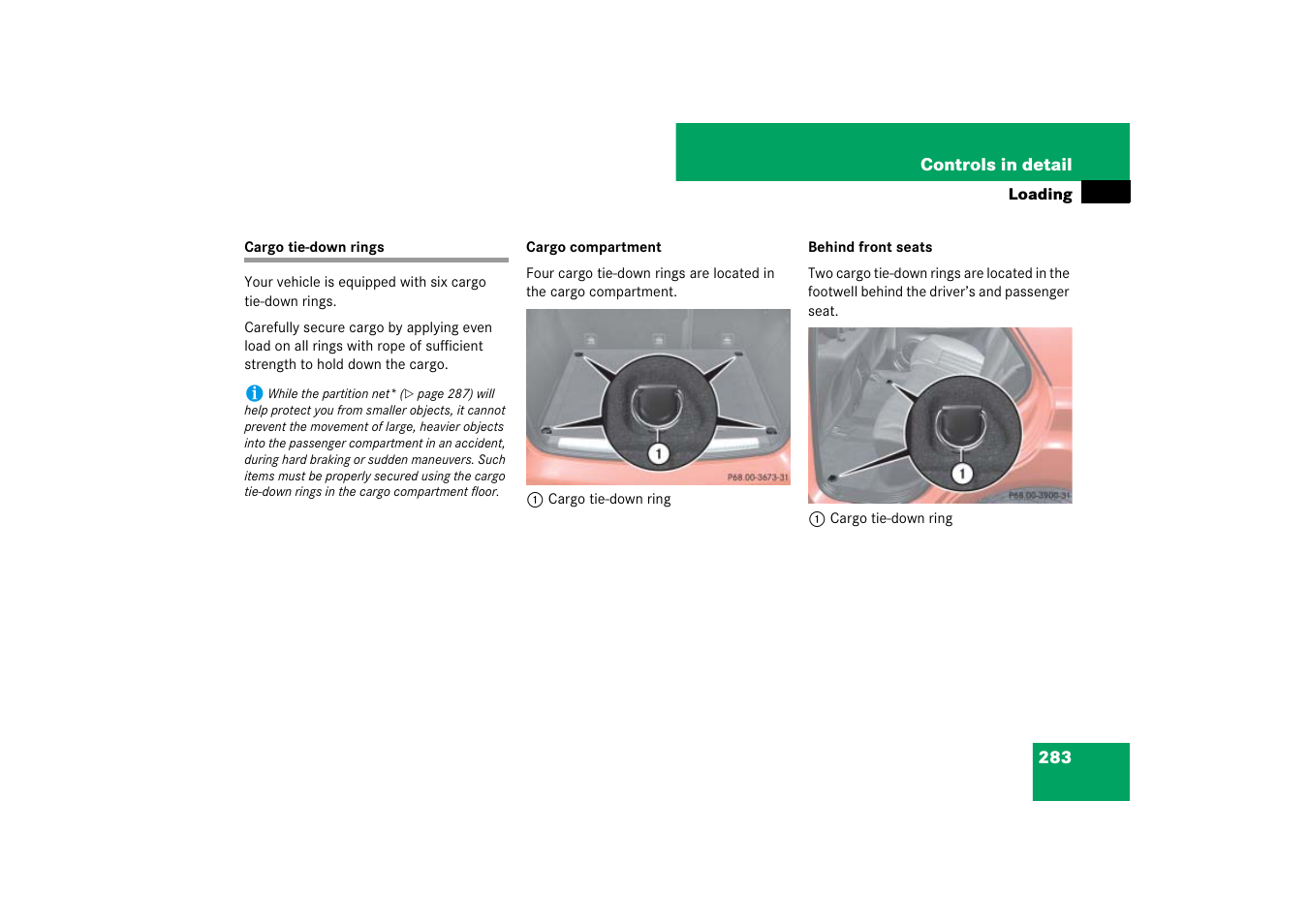 Cargo tie-down rings | Mercedes-Benz M-Class 2007 Owners Manual User Manual | Page 284 / 585