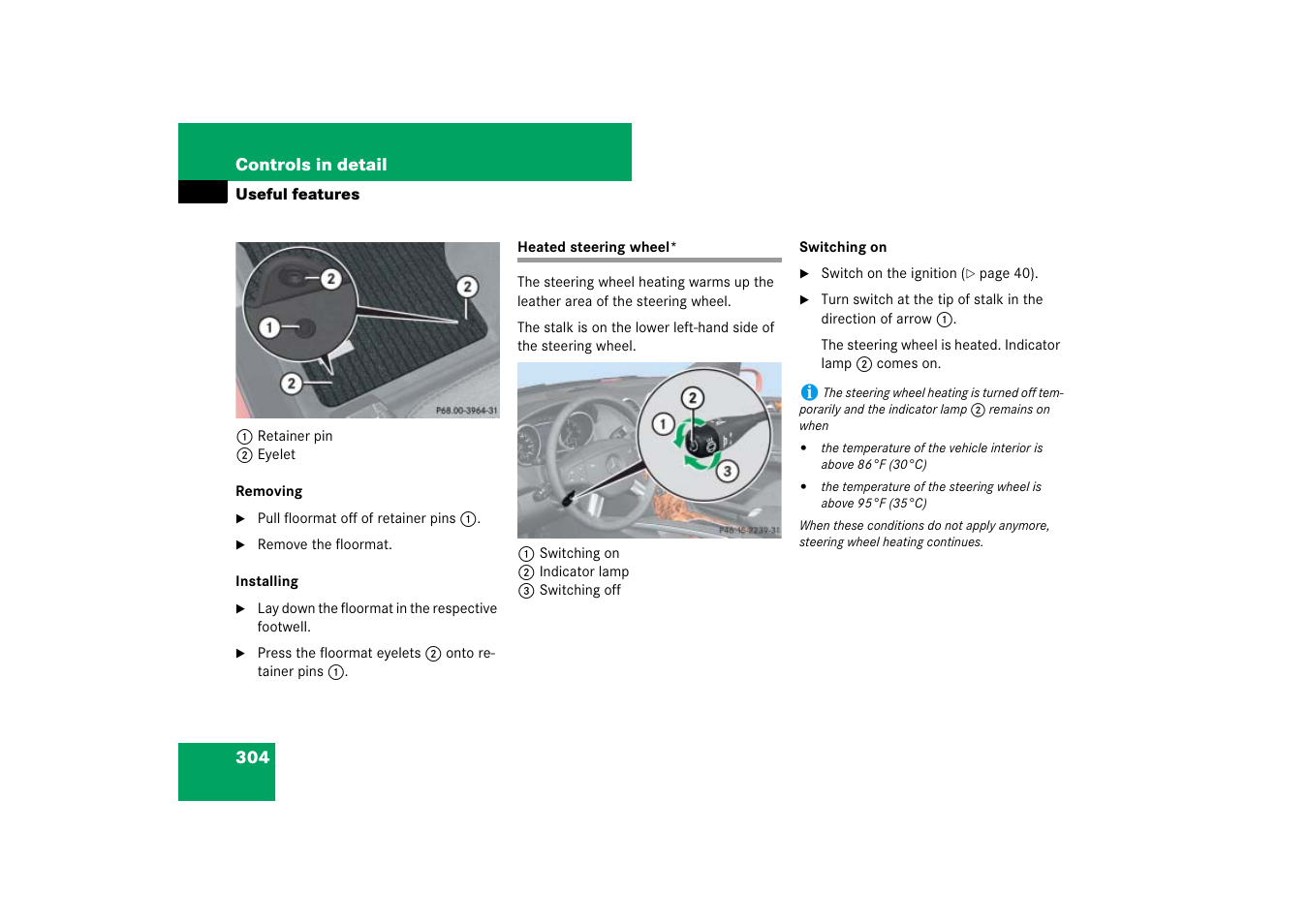 Heated steering wheel | Mercedes-Benz M-Class 2007 Owners Manual User Manual | Page 305 / 585