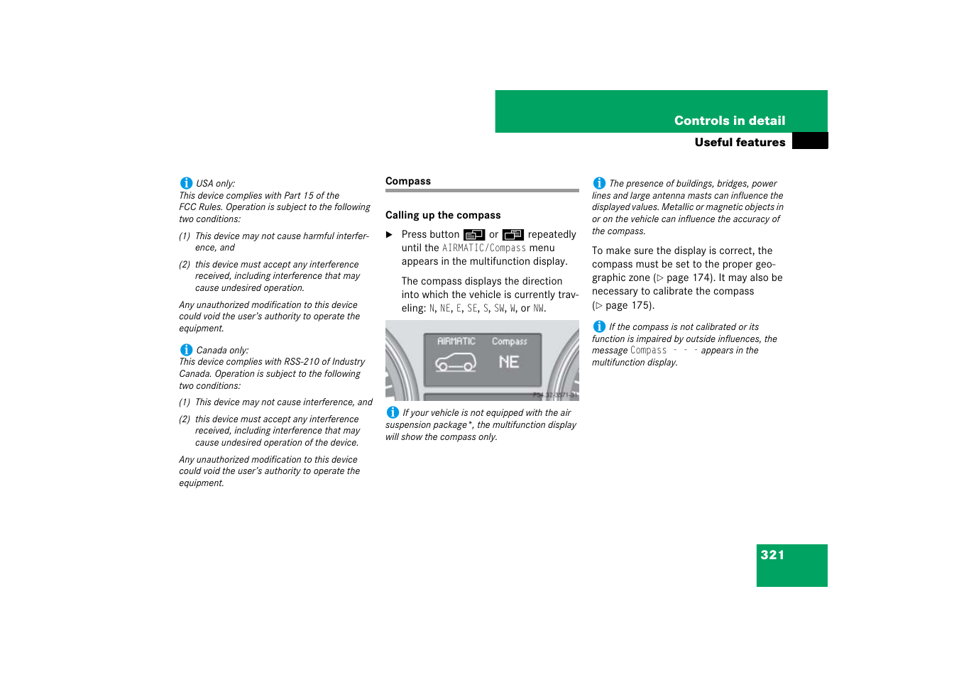 Compass, Compass, see “compass | Mercedes-Benz M-Class 2007 Owners Manual User Manual | Page 322 / 585
