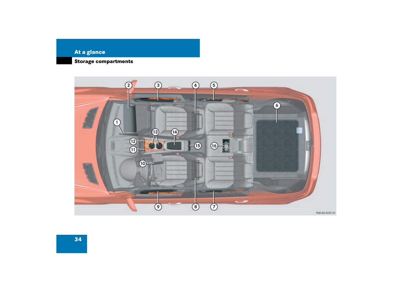 Storage compartments | Mercedes-Benz M-Class 2007 Owners Manual User Manual | Page 35 / 585