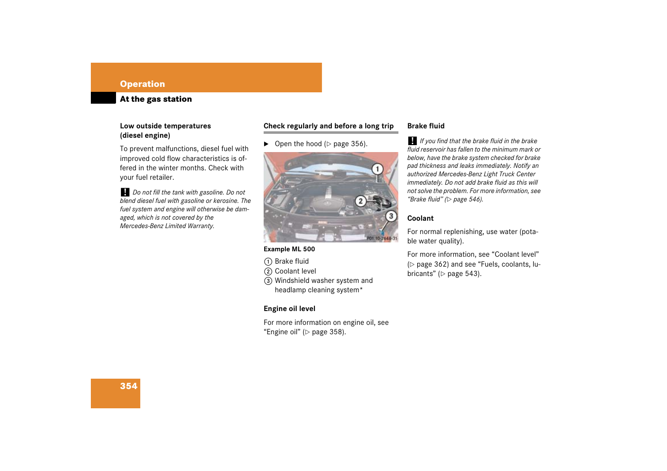 Regular checks, Check regularly and before a long trip | Mercedes-Benz M-Class 2007 Owners Manual User Manual | Page 355 / 585