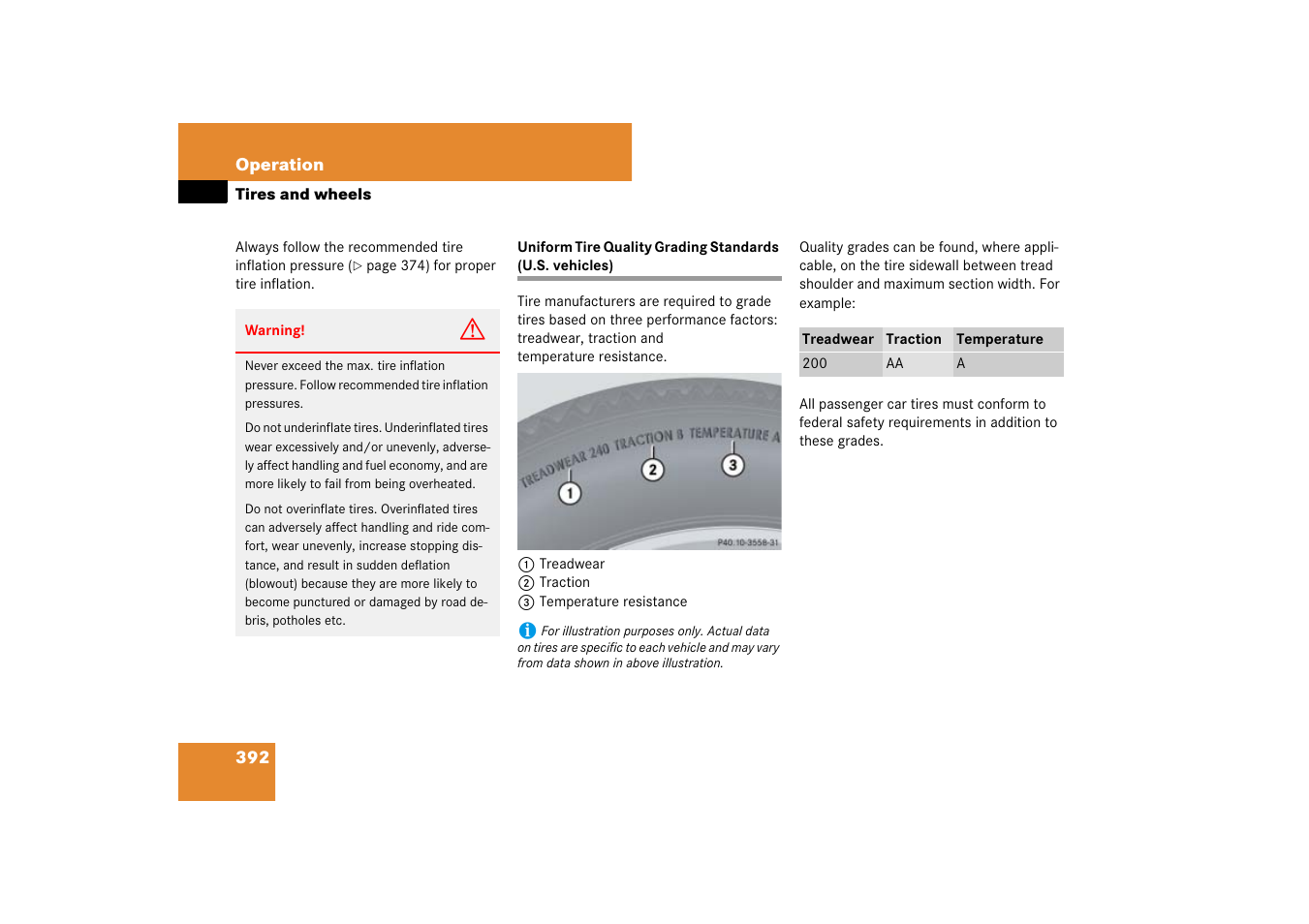 Uniform tire quality grading standards | Mercedes-Benz M-Class 2007 Owners Manual User Manual | Page 393 / 585
