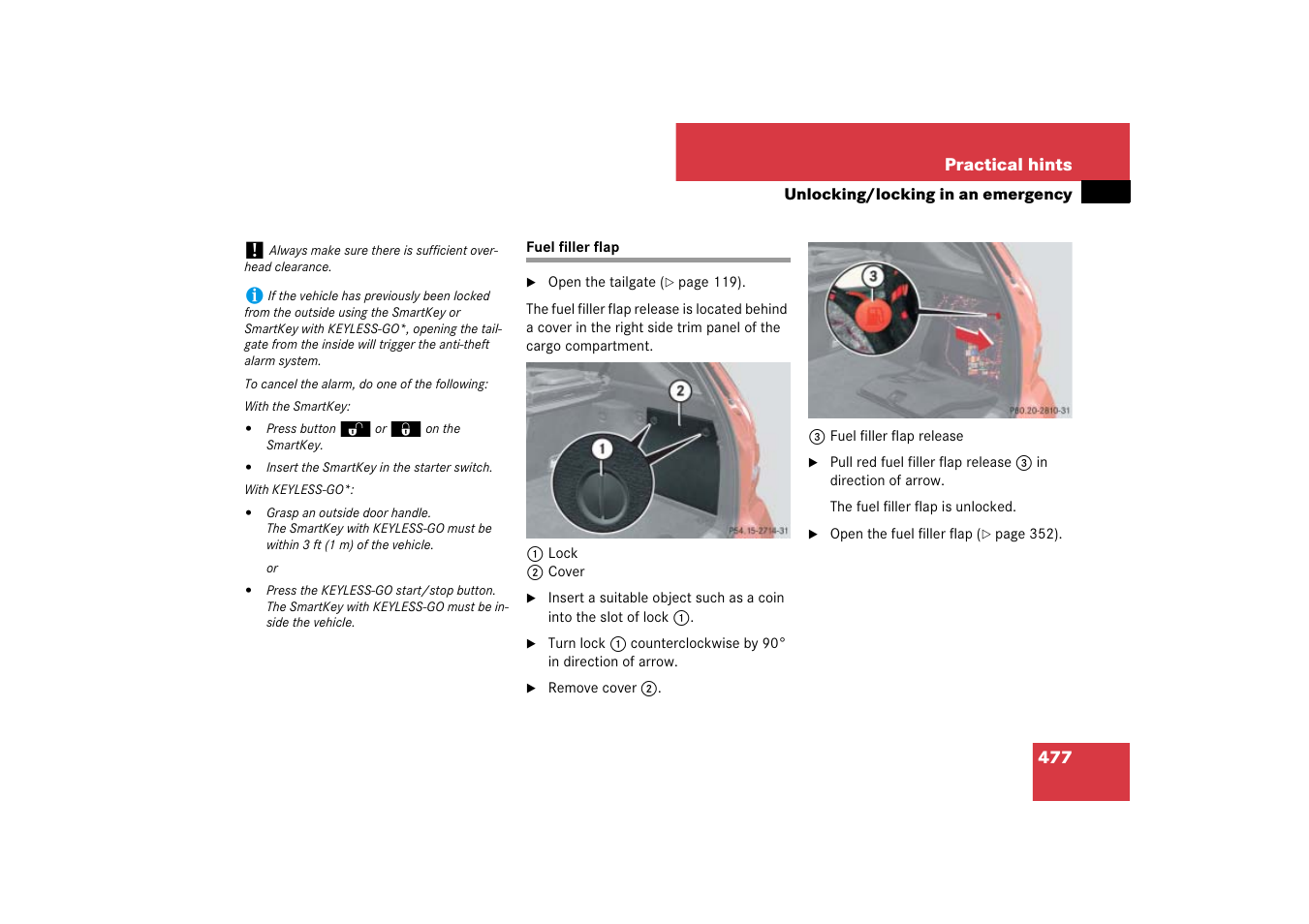 Fuel:fuel filler flap and cap, Fuel filler flap | Mercedes-Benz M-Class 2007 Owners Manual User Manual | Page 478 / 585