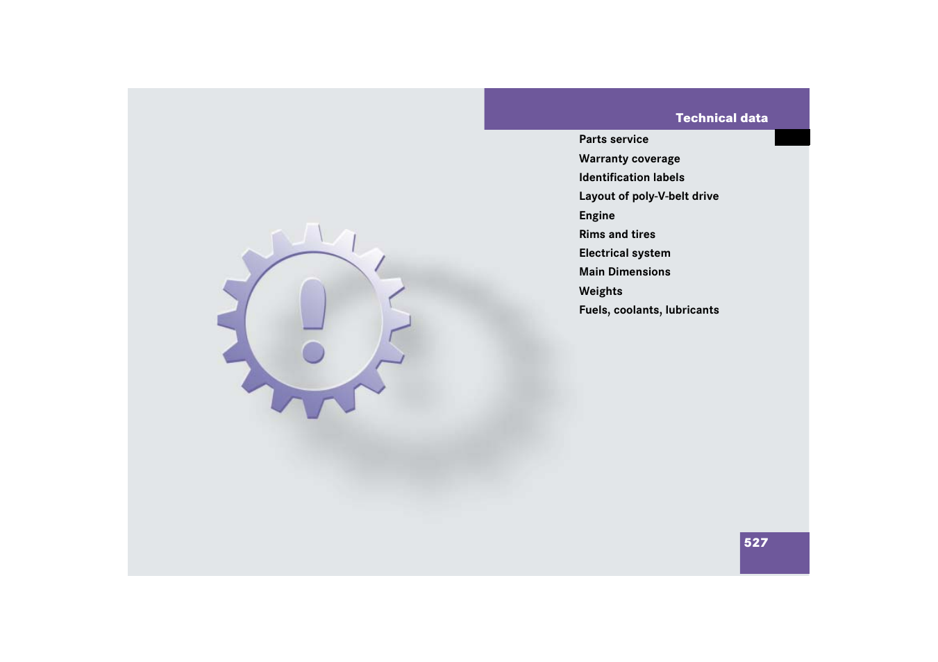 Technical data | Mercedes-Benz M-Class 2007 Owners Manual User Manual | Page 528 / 585