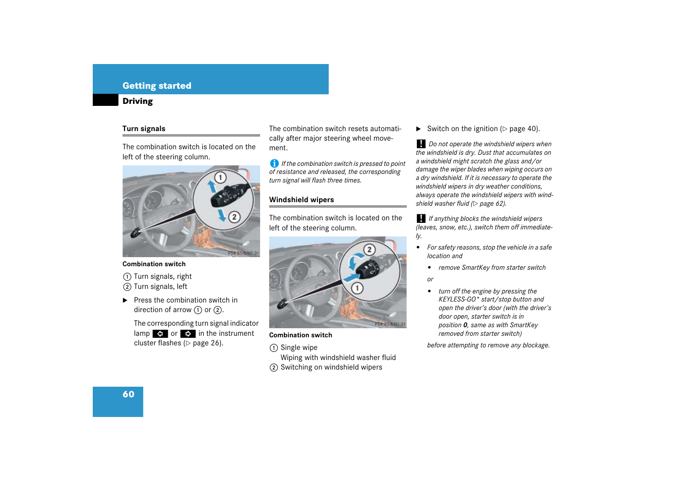 Turn signals, Windshield wipers, Turn signals windshield wipers | Mercedes-Benz M-Class 2007 Owners Manual User Manual | Page 61 / 585