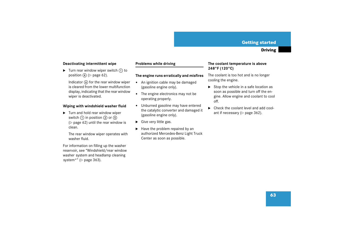 Problems:while driving, Problems while driving | Mercedes-Benz M-Class 2007 Owners Manual User Manual | Page 64 / 585