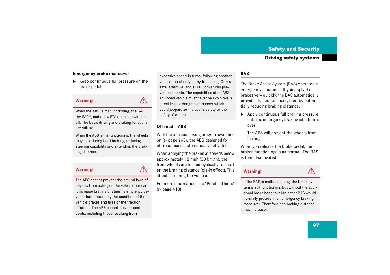 Driving safety systems:bas | Mercedes-Benz M-Class 2007 Owners Manual User Manual | Page 98 / 585