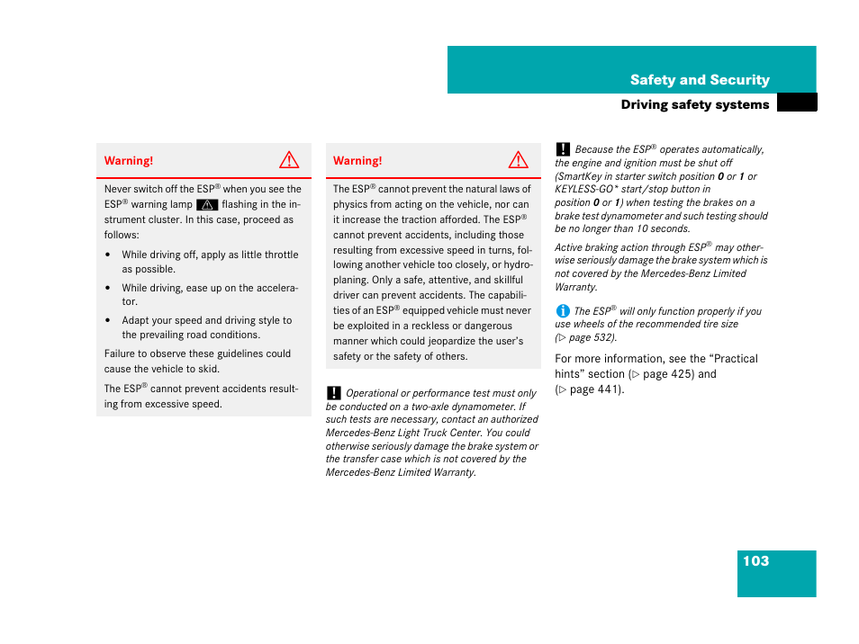 103 safety and security | Mercedes-Benz R-Class 2007 Owners Manual User Manual | Page 104 / 570