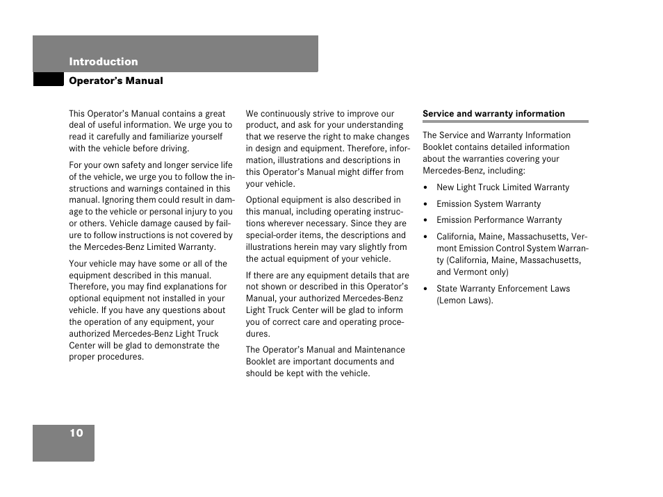 Operator’s manual, Service and warranty information | Mercedes-Benz R-Class 2007 Owners Manual User Manual | Page 11 / 570