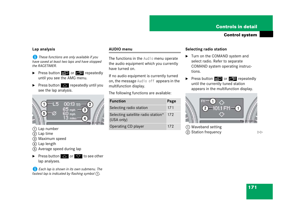 Audio menu | Mercedes-Benz R-Class 2007 Owners Manual User Manual | Page 172 / 570