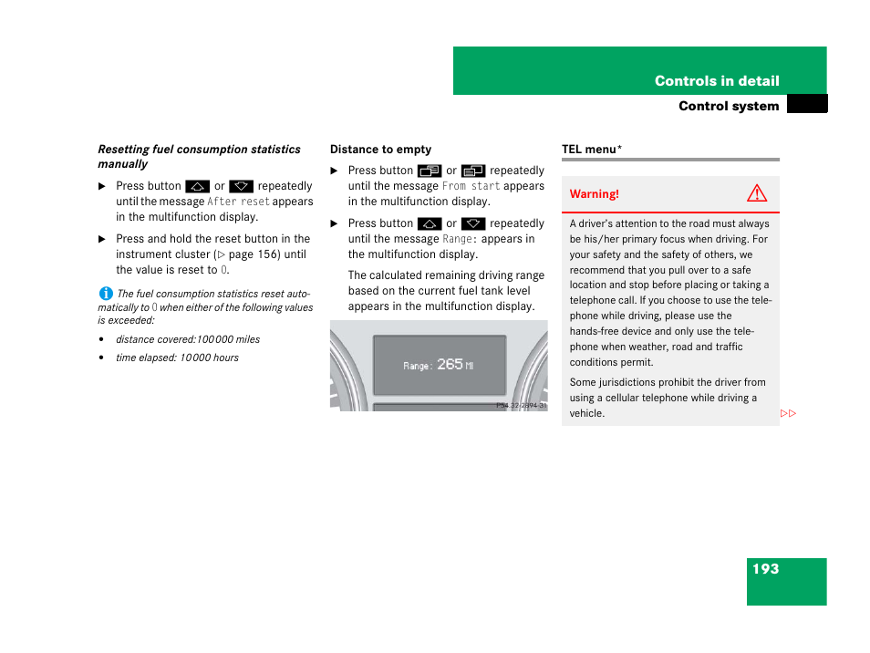Telephone*:operation, Tel menu | Mercedes-Benz R-Class 2007 Owners Manual User Manual | Page 194 / 570