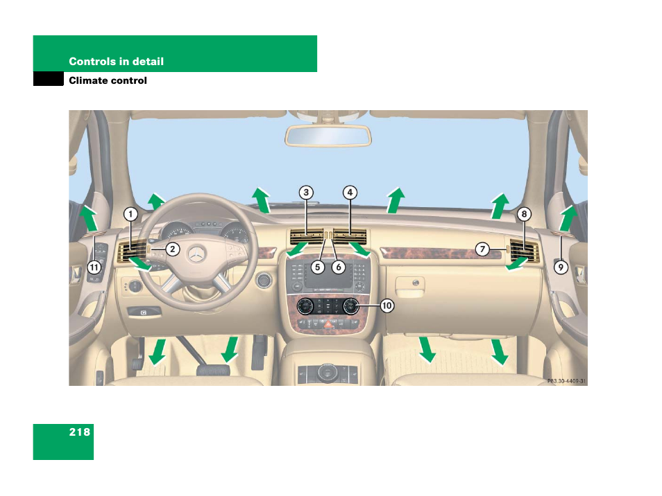 Climate control | Mercedes-Benz R-Class 2007 Owners Manual User Manual | Page 219 / 570