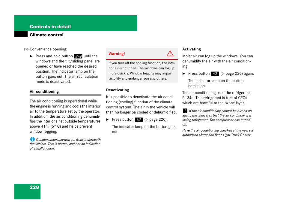 Air conditioning | Mercedes-Benz R-Class 2007 Owners Manual User Manual | Page 229 / 570