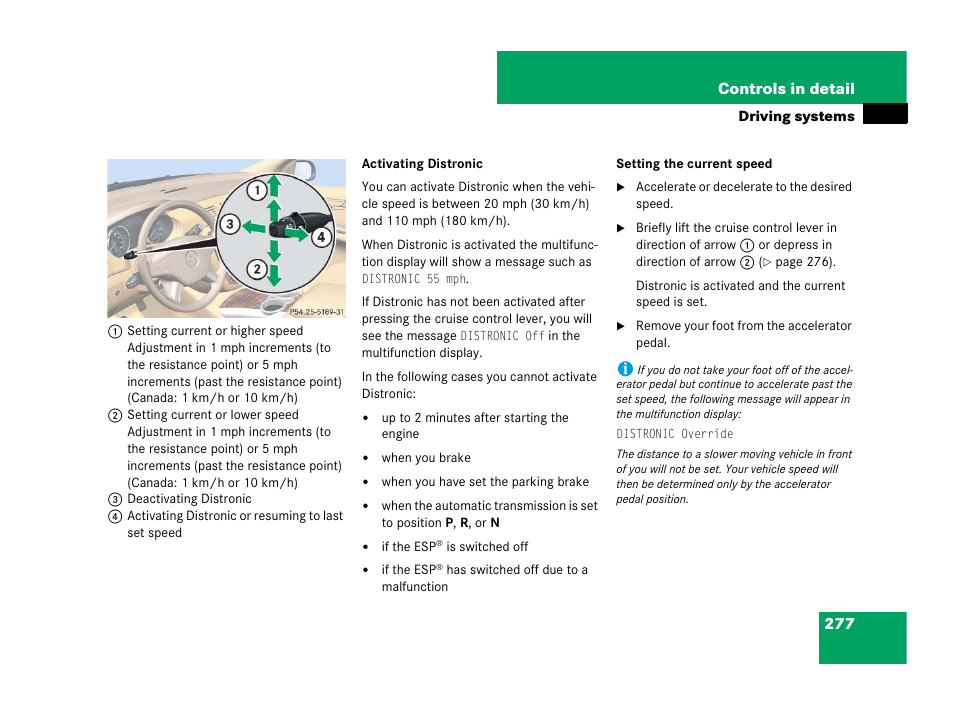 See “activating distronic, 277 controls in detail | Mercedes-Benz R-Class 2007 Owners Manual User Manual | Page 278 / 570