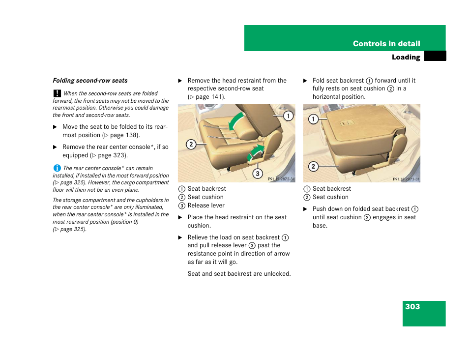 See “folding second-row seats | Mercedes-Benz R-Class 2007 Owners Manual User Manual | Page 304 / 570