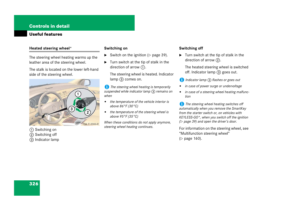 Heated steering wheel | Mercedes-Benz R-Class 2007 Owners Manual User Manual | Page 327 / 570