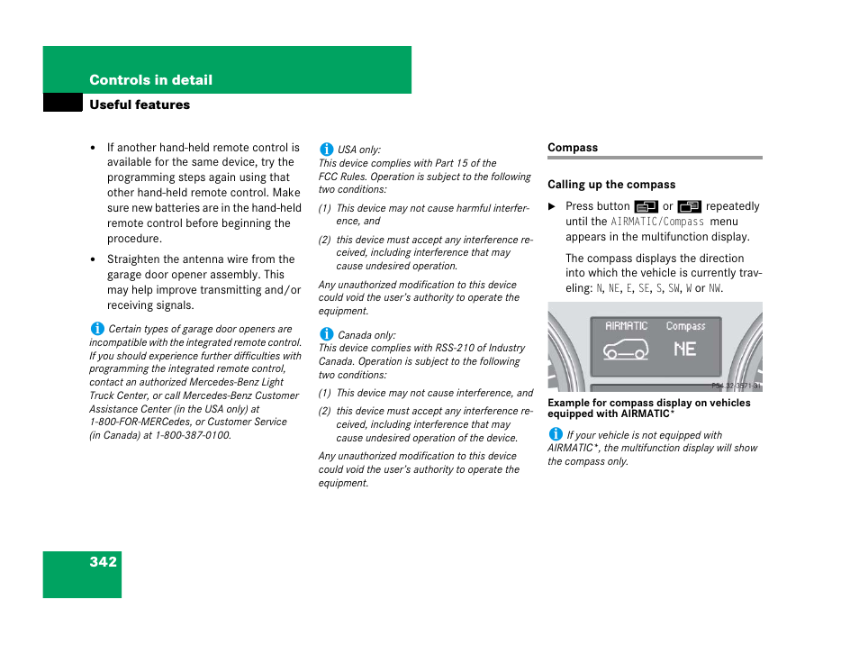 Compass, See “compass | Mercedes-Benz R-Class 2007 Owners Manual User Manual | Page 343 / 570