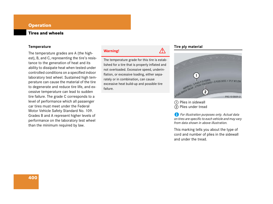 Tire ply material | Mercedes-Benz R-Class 2007 Owners Manual User Manual | Page 401 / 570