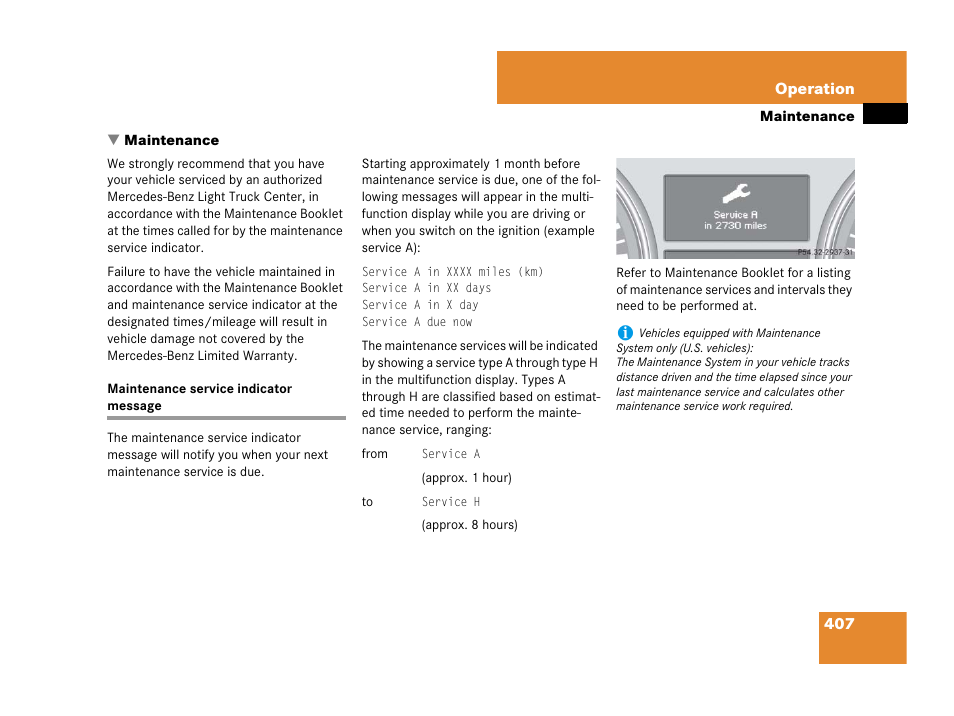 Fss plus (canada vehicles), Maintenance:service indicator message, Maintenance | Maintenance service indicator message | Mercedes-Benz R-Class 2007 Owners Manual User Manual | Page 408 / 570