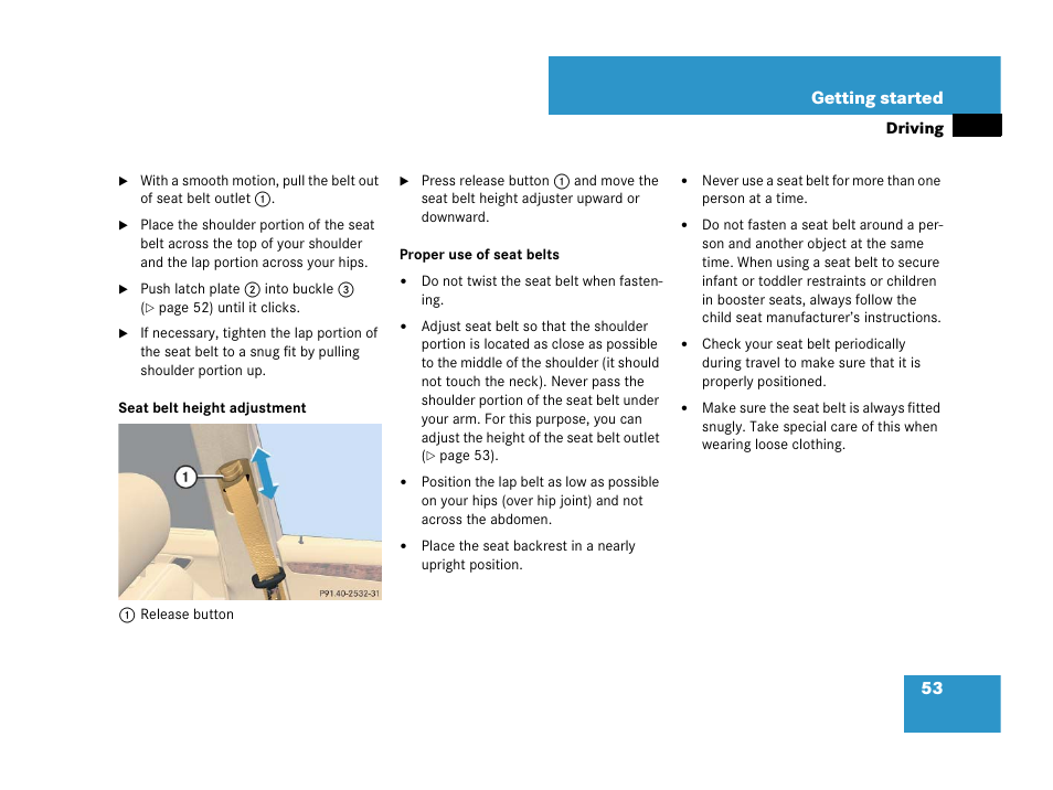53 getting started | Mercedes-Benz R-Class 2007 Owners Manual User Manual | Page 54 / 570