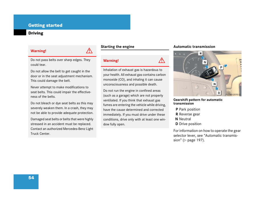 Ignition, Starting the engine | Mercedes-Benz R-Class 2007 Owners Manual User Manual | Page 55 / 570