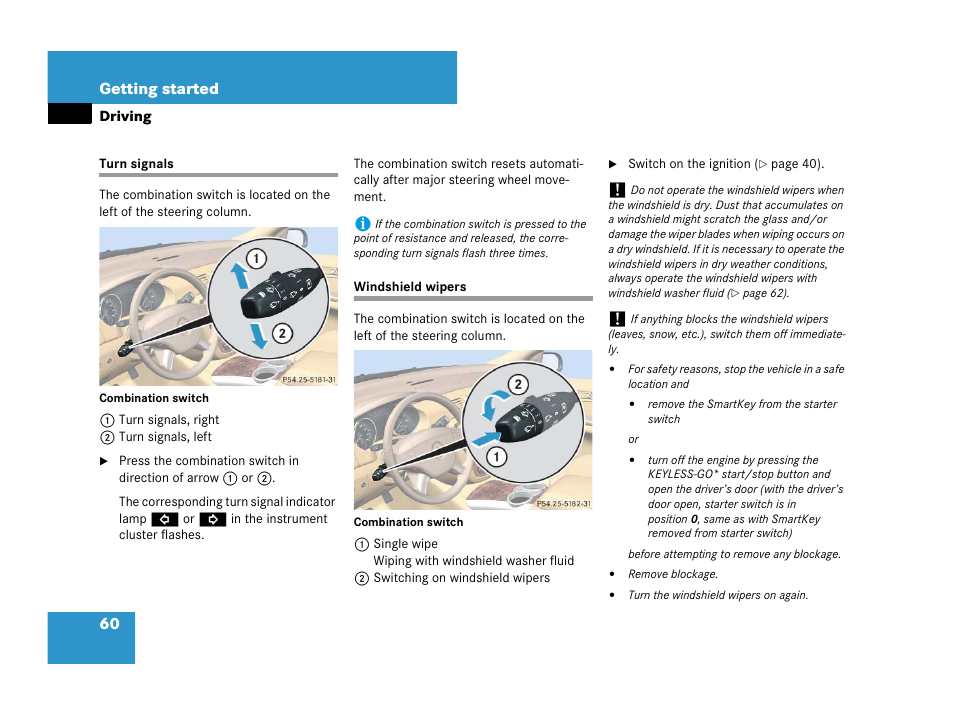 Turn signals, Windshield wipers, Turn signals windshield wipers | Mercedes-Benz R-Class 2007 Owners Manual User Manual | Page 61 / 570