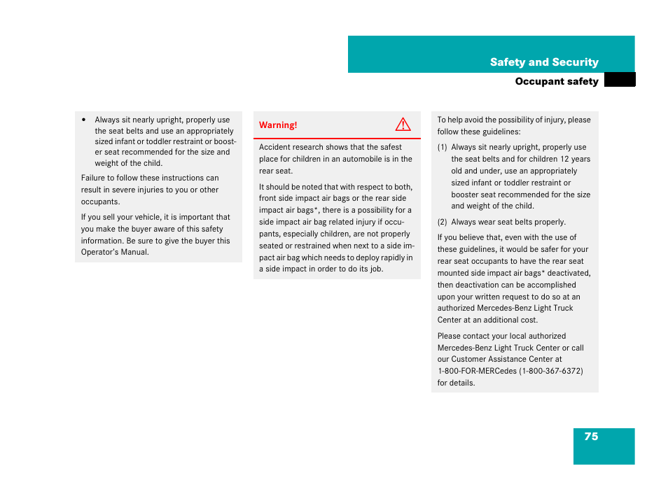 75 safety and security | Mercedes-Benz R-Class 2007 Owners Manual User Manual | Page 76 / 570