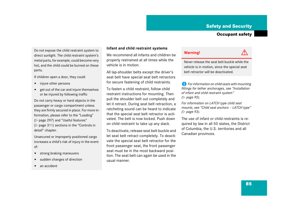 85 safety and security | Mercedes-Benz R-Class 2007 Owners Manual User Manual | Page 86 / 570