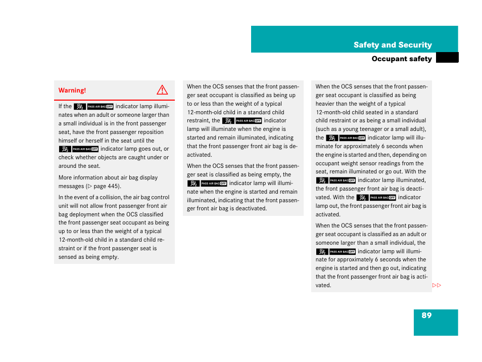 89 safety and security | Mercedes-Benz R-Class 2007 Owners Manual User Manual | Page 90 / 570