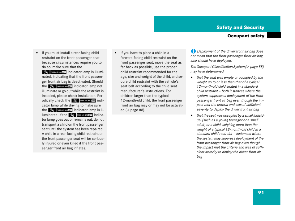91 safety and security | Mercedes-Benz R-Class 2007 Owners Manual User Manual | Page 92 / 570