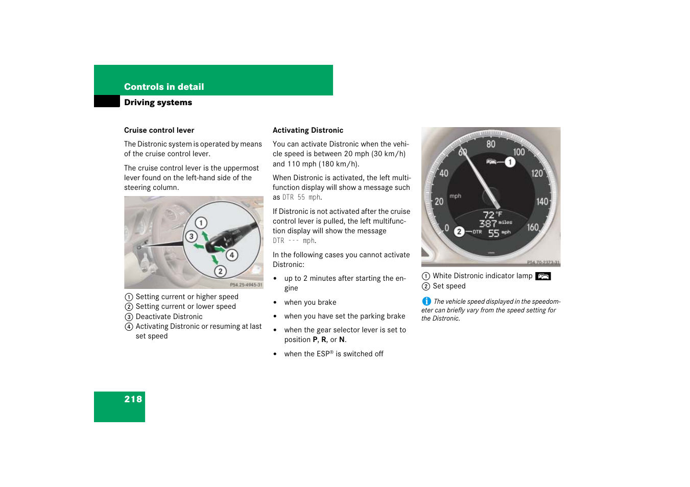 Activated | Mercedes-Benz SL-Class 2007 Owners Manual User Manual | Page 219 / 473