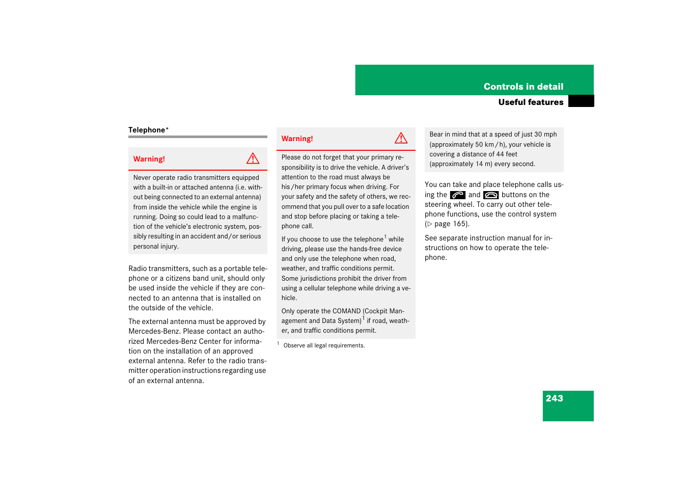 Telephone | Mercedes-Benz SL-Class 2007 Owners Manual User Manual | Page 244 / 473