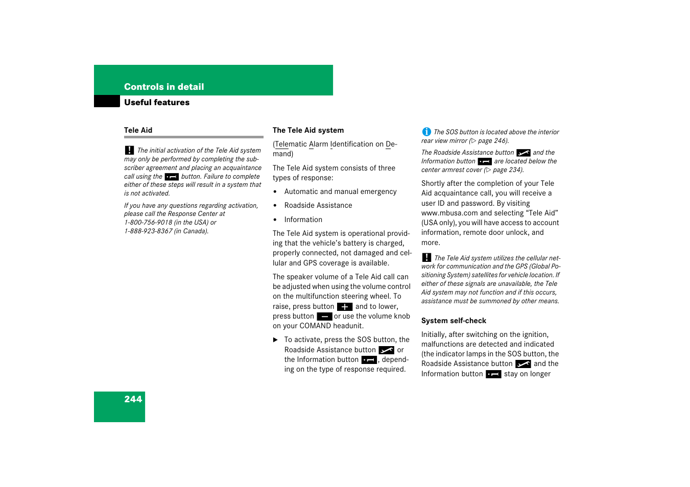 Tele aid | Mercedes-Benz SL-Class 2007 Owners Manual User Manual | Page 245 / 473