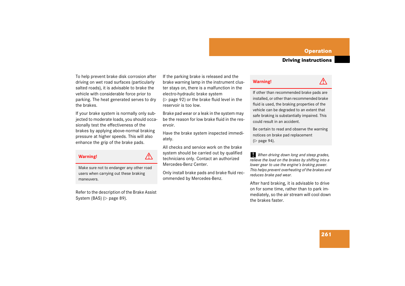 Mercedes-Benz SL-Class 2007 Owners Manual User Manual | Page 262 / 473