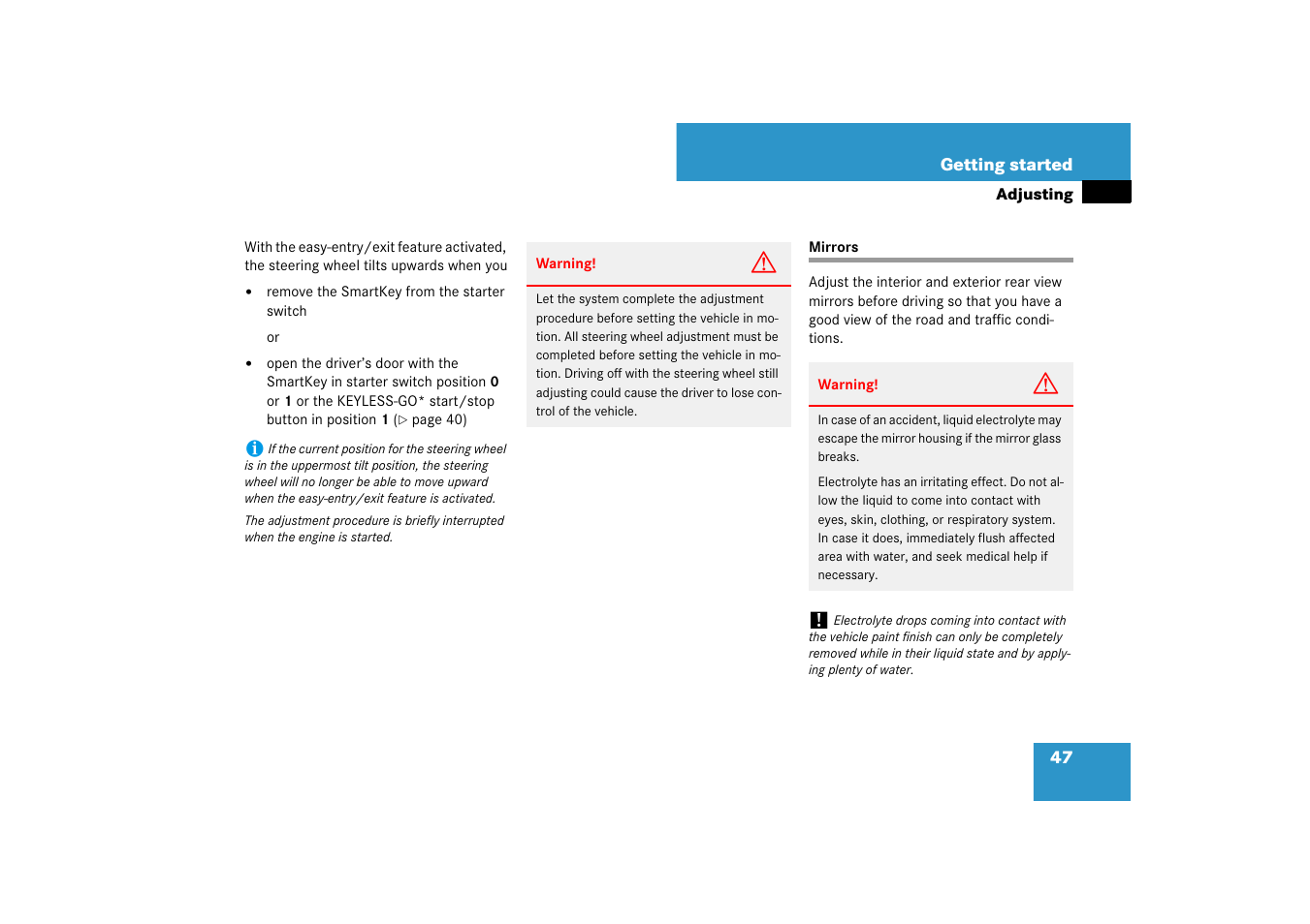Mirrors | Mercedes-Benz SL-Class 2007 Owners Manual User Manual | Page 48 / 473