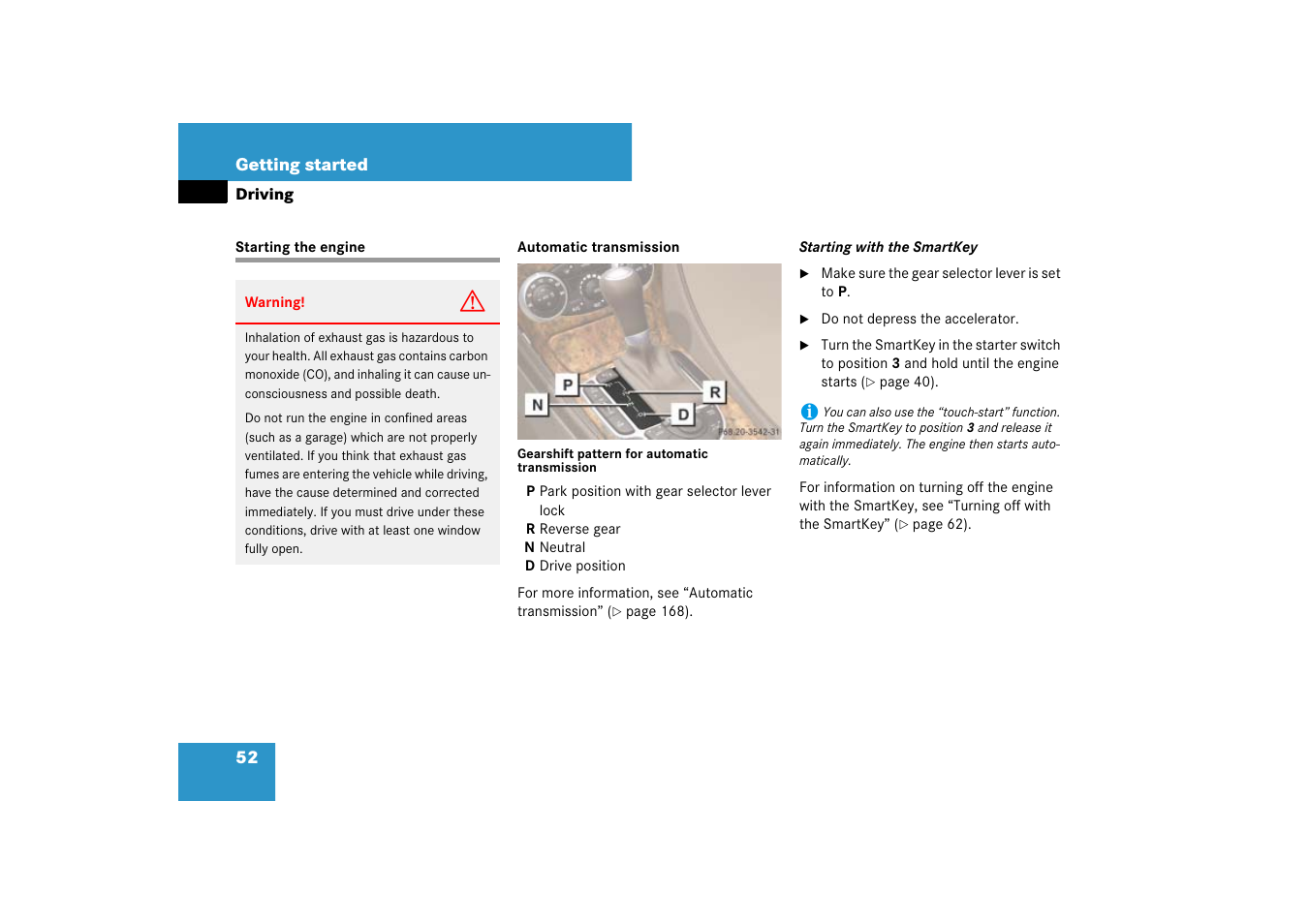 Engine:starting, Starting the engine | Mercedes-Benz SL-Class 2007 Owners Manual User Manual | Page 53 / 473