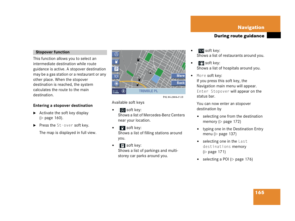 165 navigation | Mercedes-Benz SL-Class 2007 COMAND Manual User Manual | Page 167 / 234