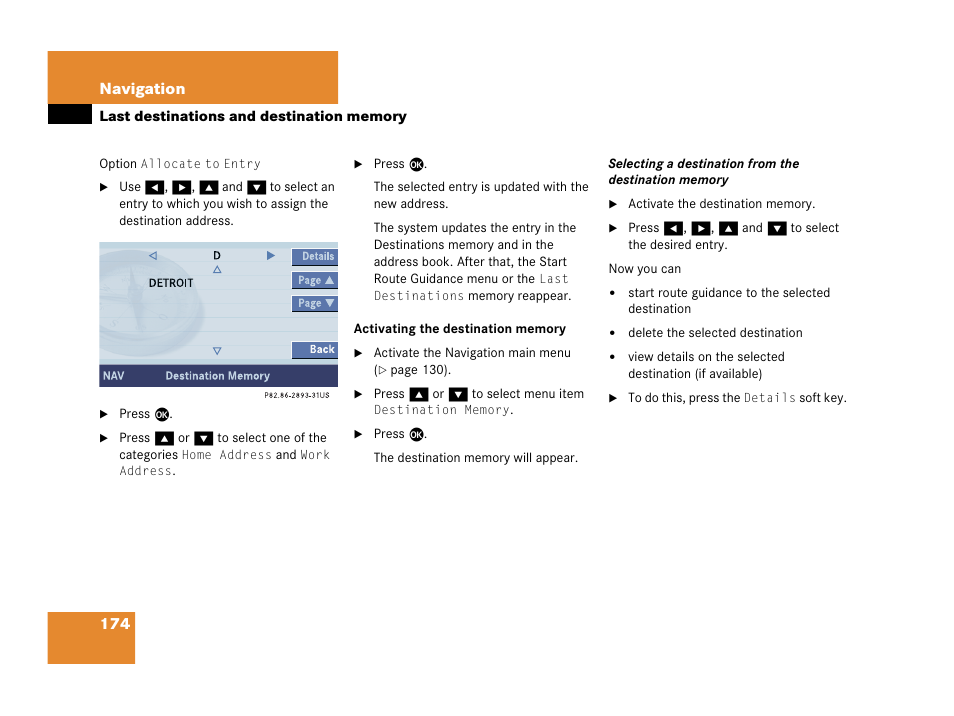 174 navigation | Mercedes-Benz SL-Class 2007 COMAND Manual User Manual | Page 176 / 234