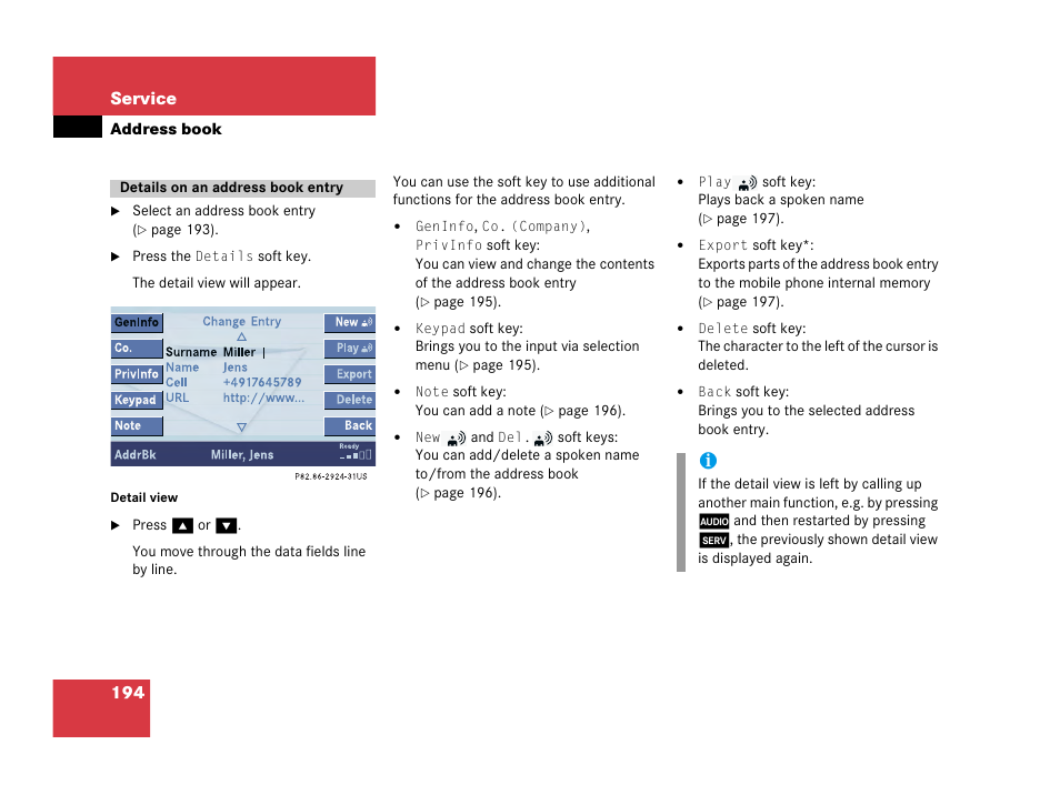 194 service | Mercedes-Benz SL-Class 2007 COMAND Manual User Manual | Page 196 / 234