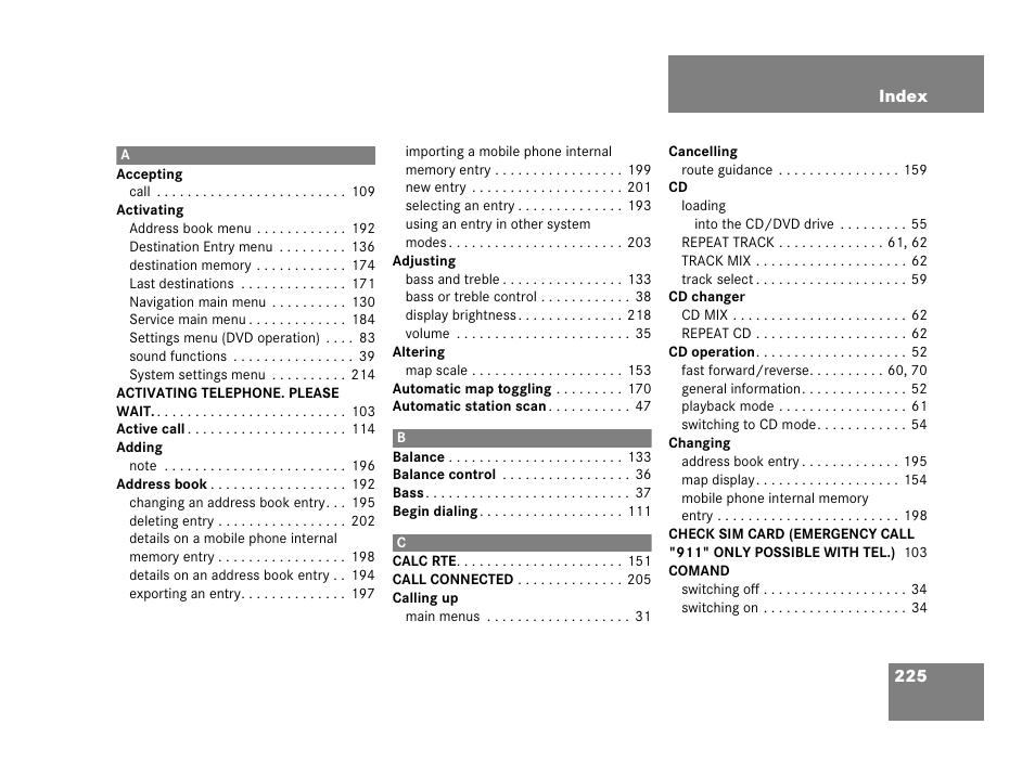 Mercedes-Benz SL-Class 2007 COMAND Manual User Manual | Page 227 / 234