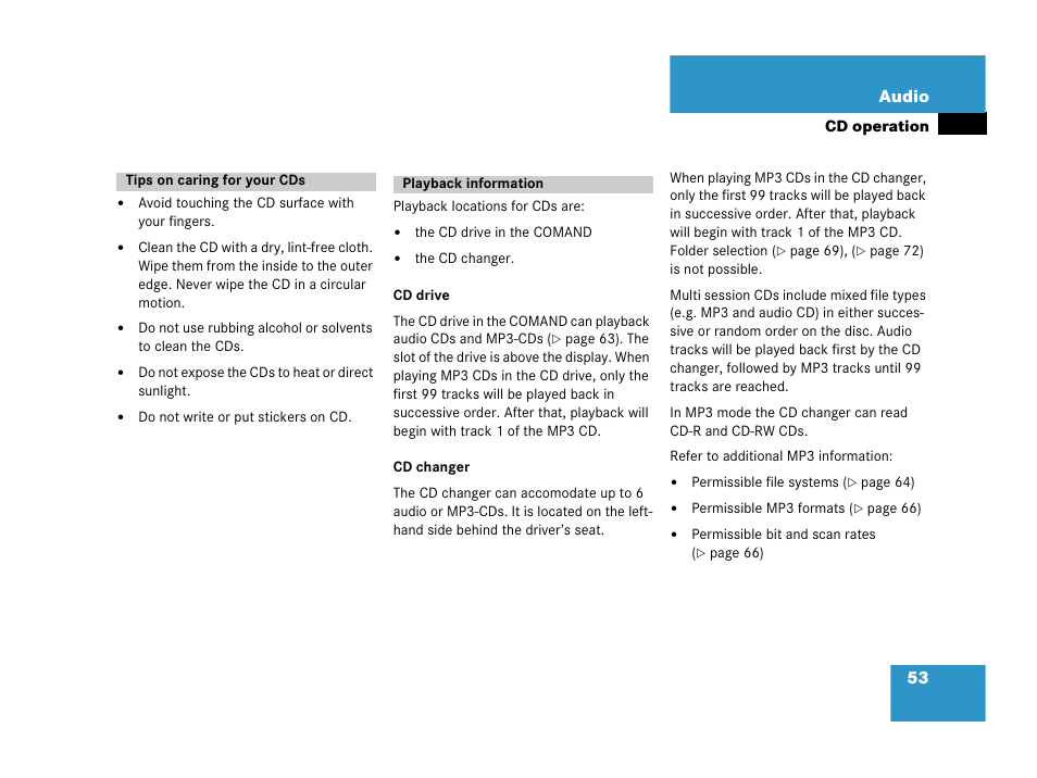 53 audio | Mercedes-Benz SL-Class 2007 COMAND Manual User Manual | Page 55 / 234