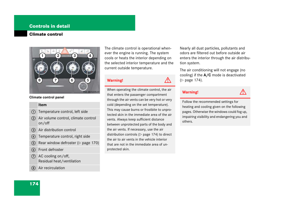 Limate control | Mercedes-Benz SLK-Class 2007 Owners Manual User Manual | Page 175 / 473