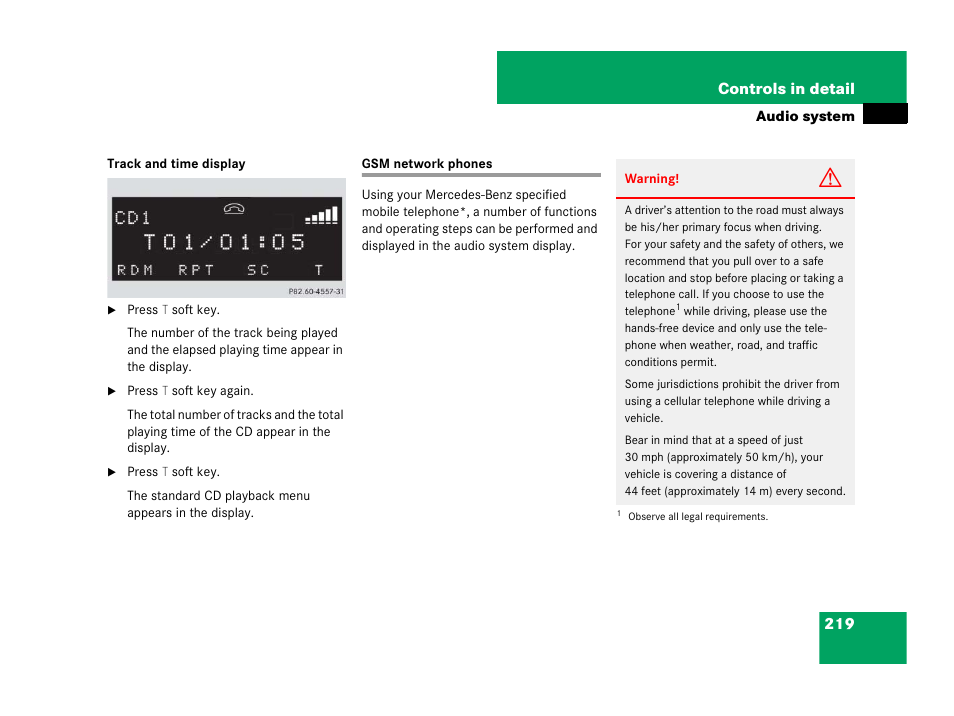 Gsm network phones (telephone*), Gsm network phones, 219 controls in detail | Mercedes-Benz SLK-Class 2007 Owners Manual User Manual | Page 220 / 473