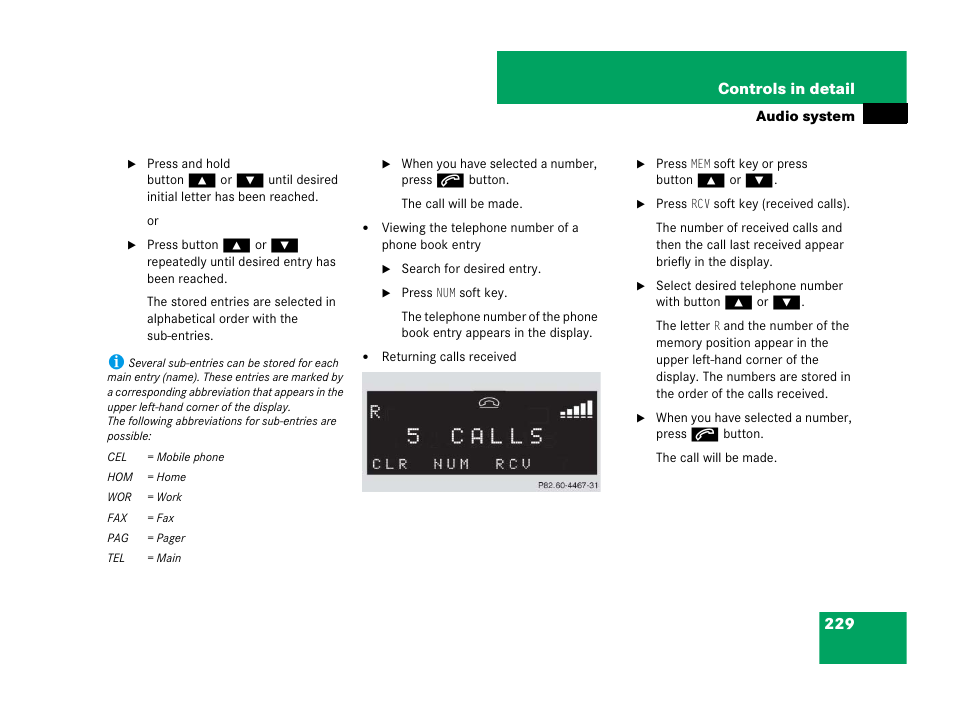 229 controls in detail | Mercedes-Benz SLK-Class 2007 Owners Manual User Manual | Page 230 / 473