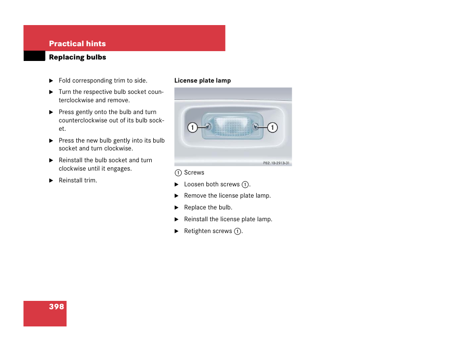 398 practical hints | Mercedes-Benz SLK-Class 2007 Owners Manual User Manual | Page 399 / 473